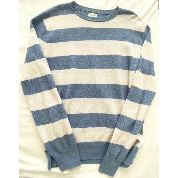 Mens J.Crew Cotton Piqué-Stitch Striped Sweater Size Medium - Picture 3 of 8
